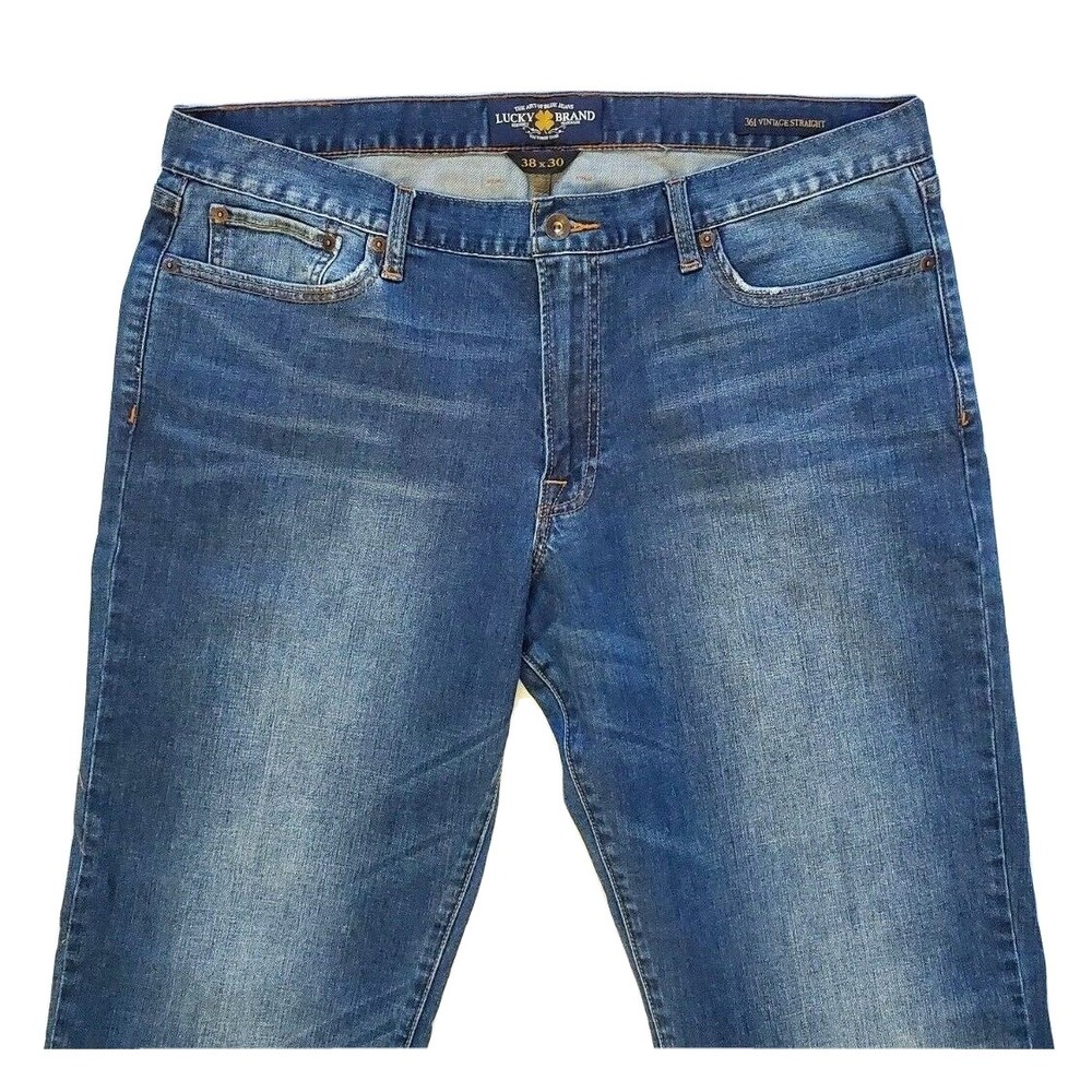 Lucky Brand 361 Vintage Straight Jeans Men's 38x30(28) Blue Denim - Picture 6 of 10